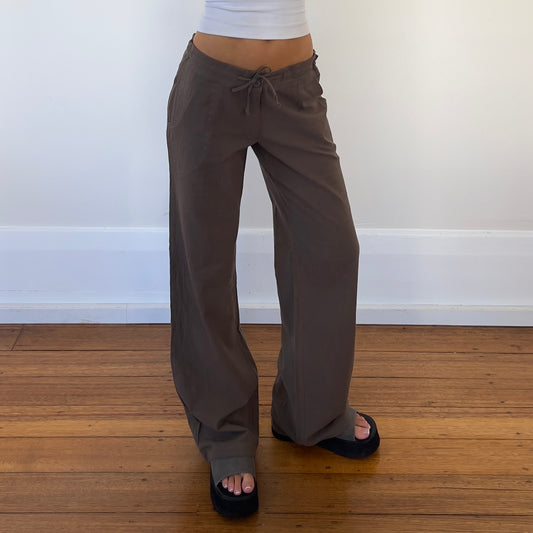 brown cotton tie pants