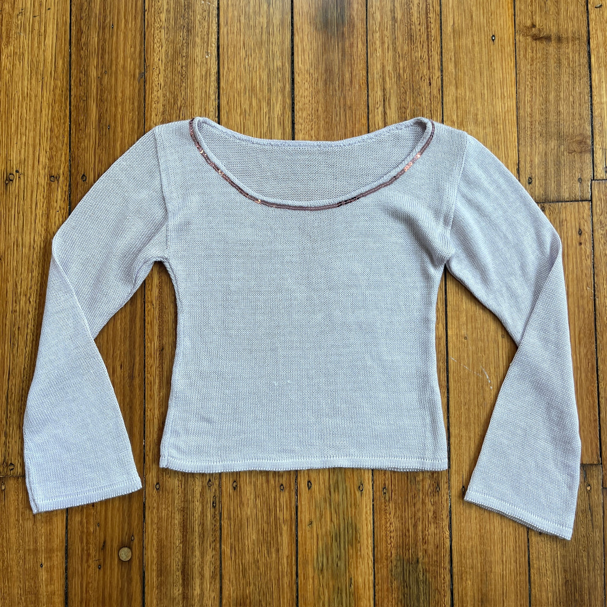 off-shoulder lilac knit