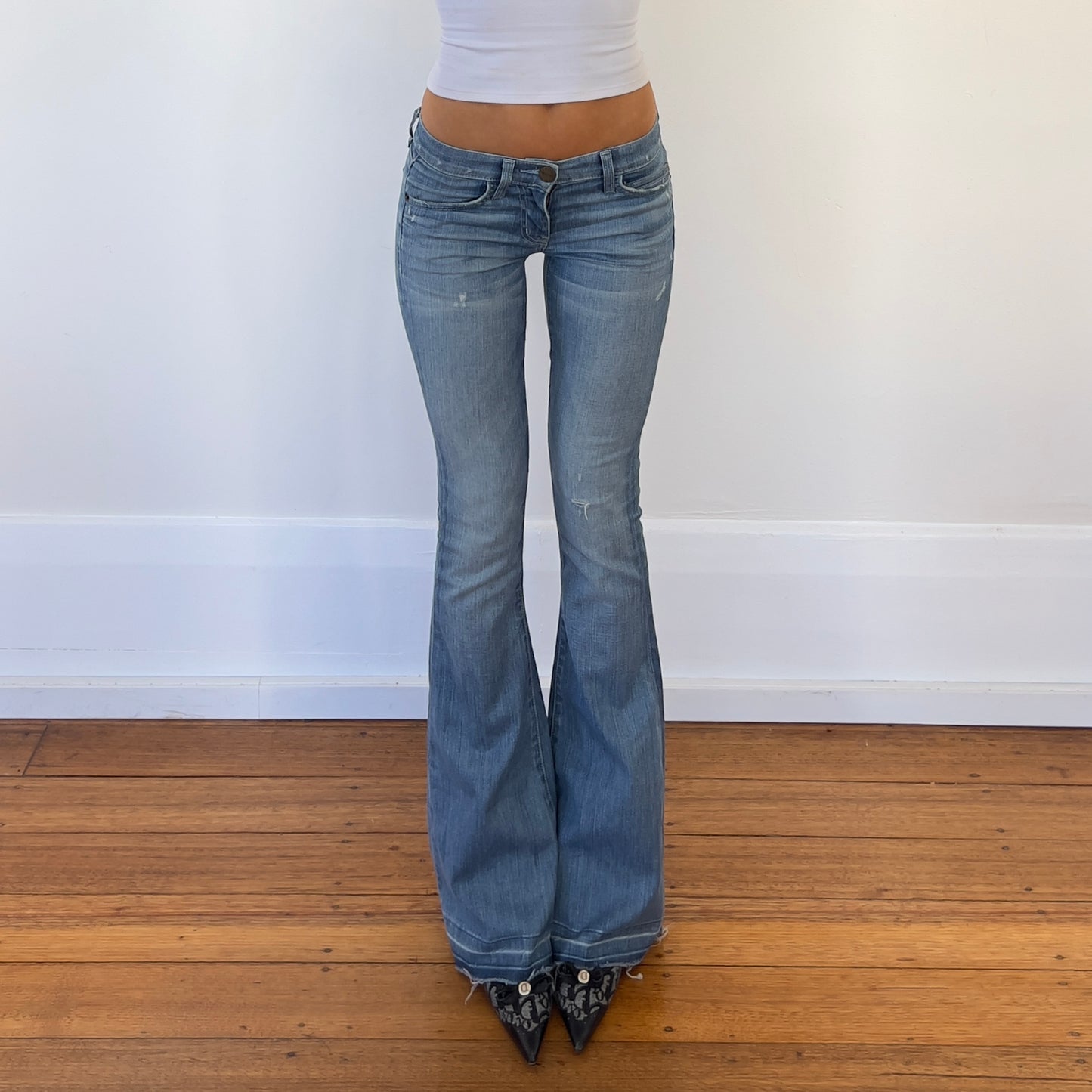 low rise flared jeans