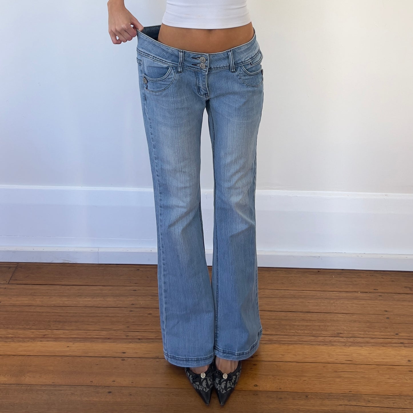 light denim flared jeans
