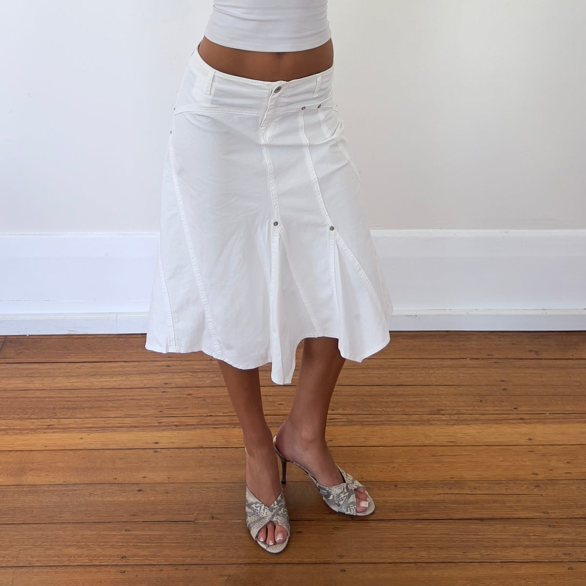white midi skirt