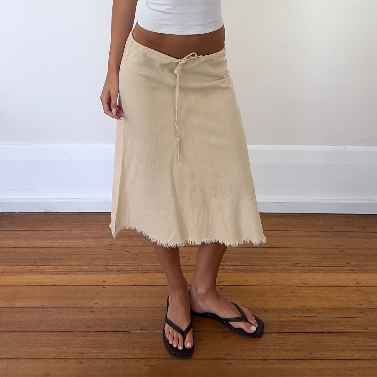linen midi skirt