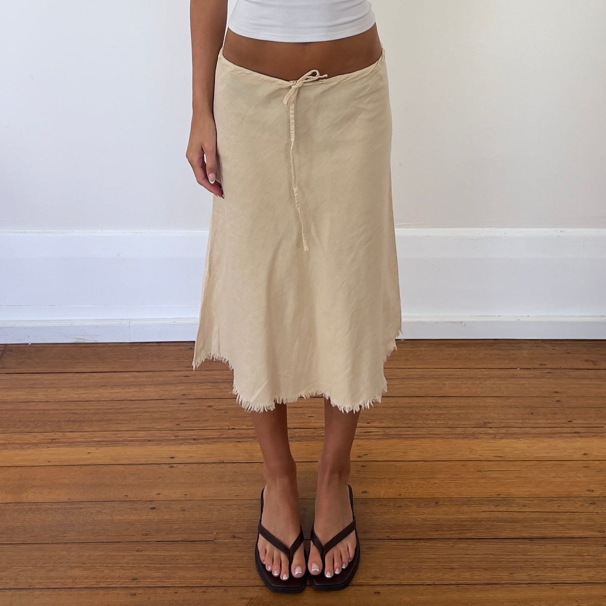 linen midi skirt