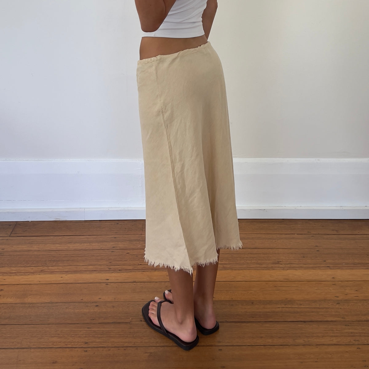 linen midi skirt