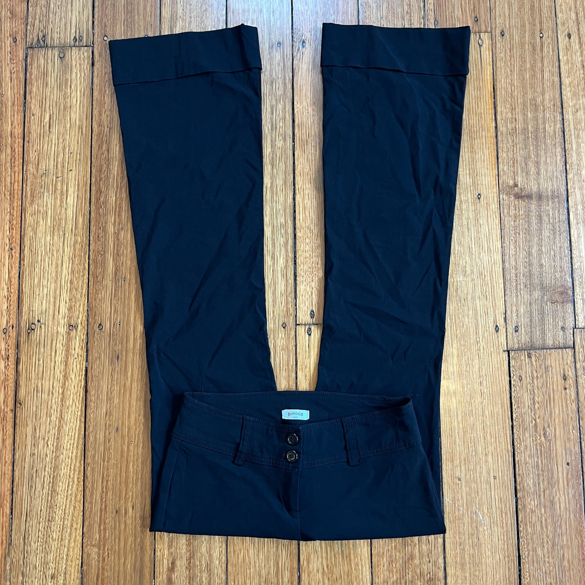 low rise black trousers