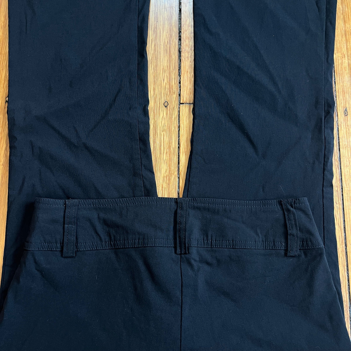low rise black trousers