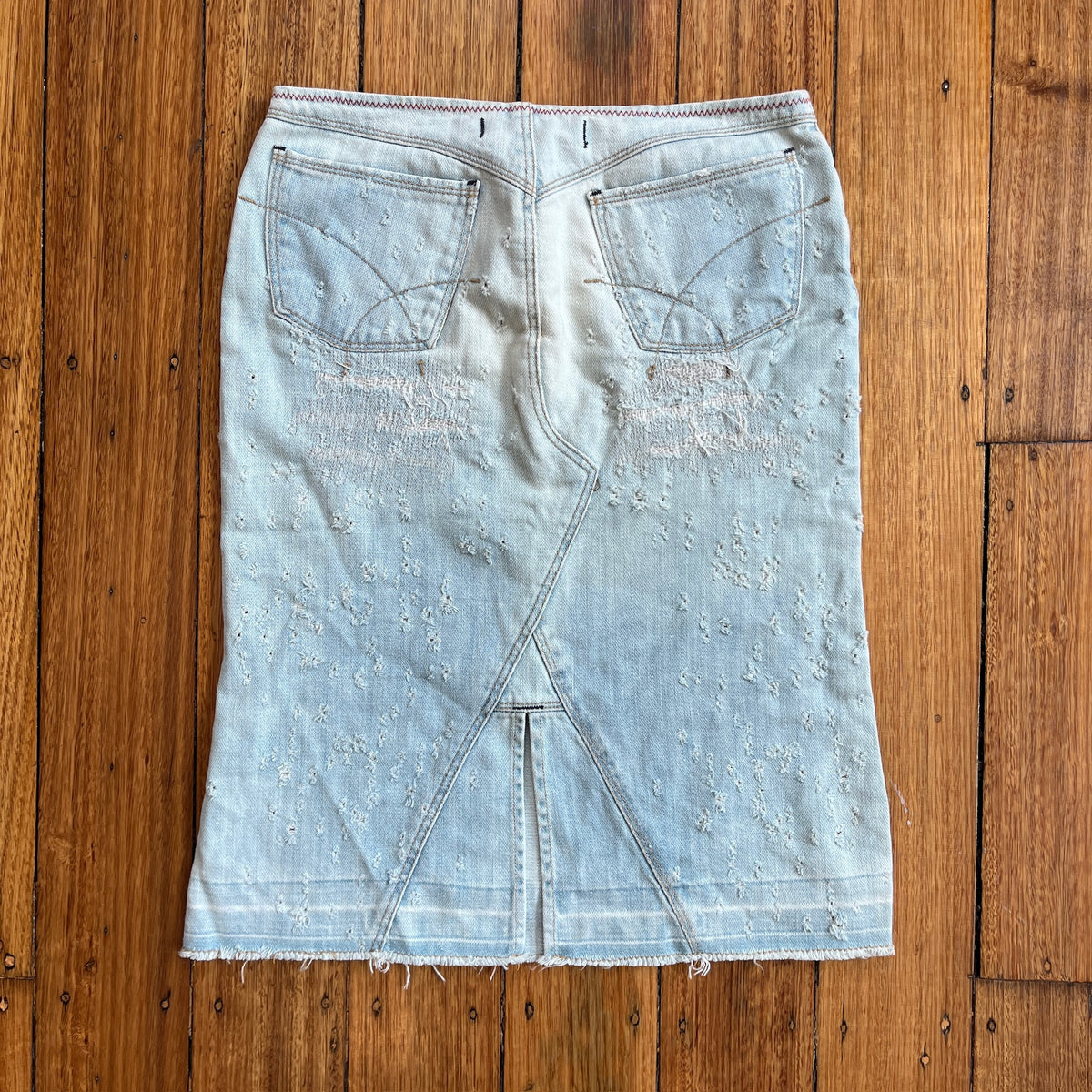 denim midi skirt