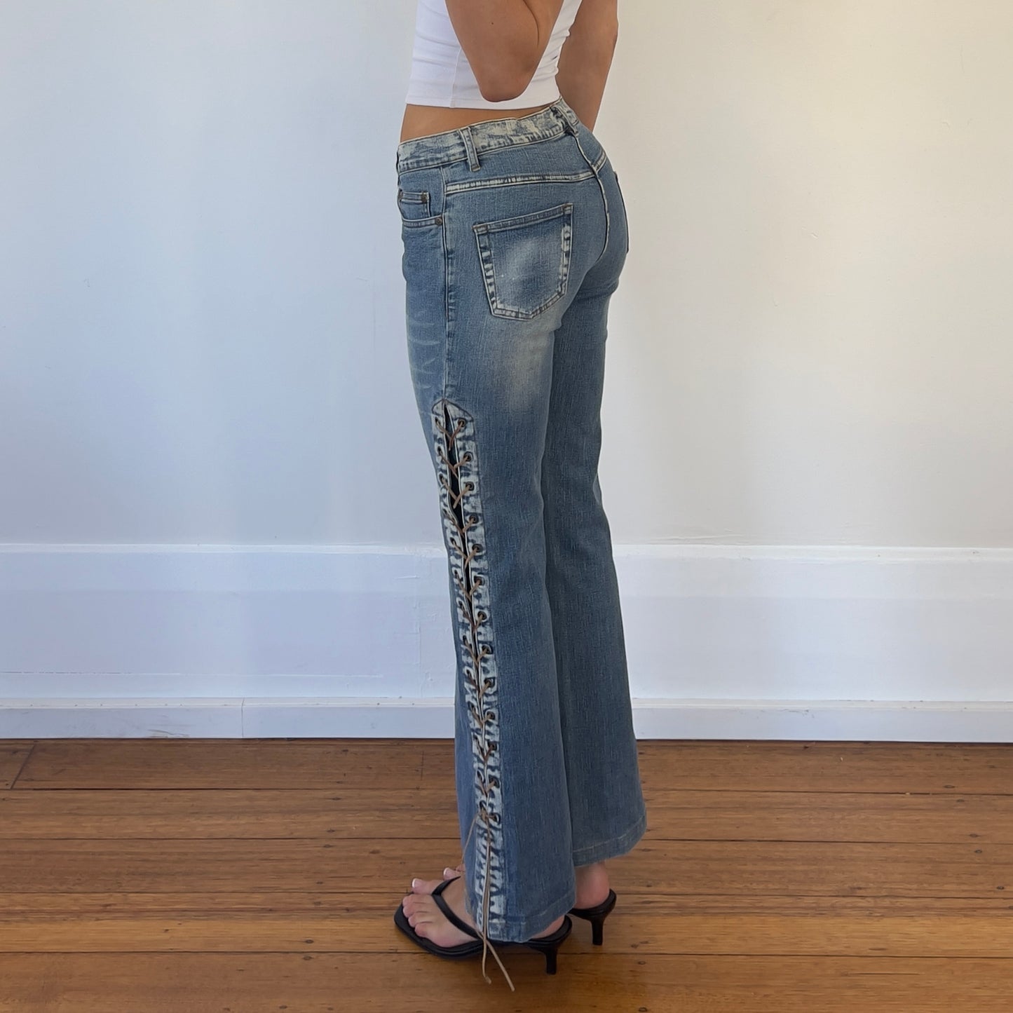 lace up style jeans