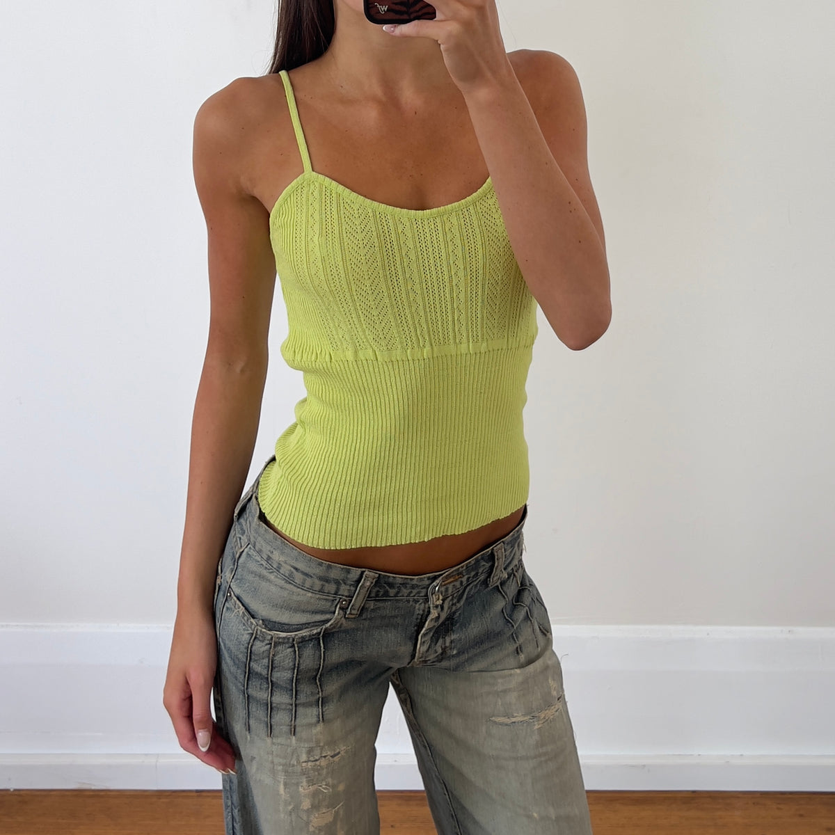 lime knit cami