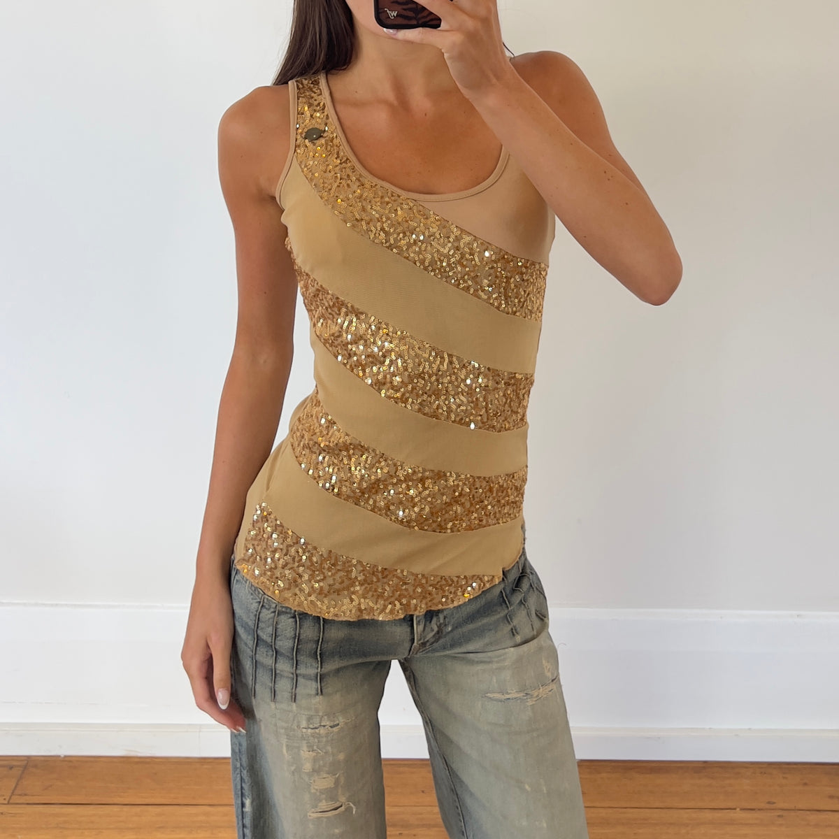 gold sequin tank