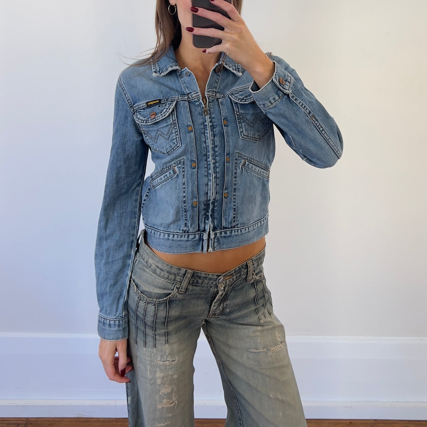 zip up denim jacket