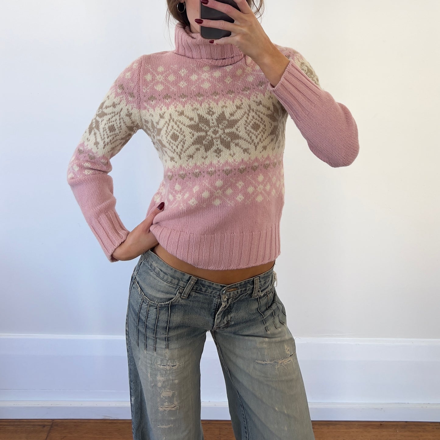 pink wool knit sweater