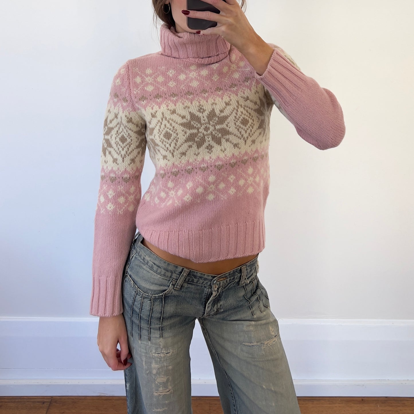 pink wool knit sweater