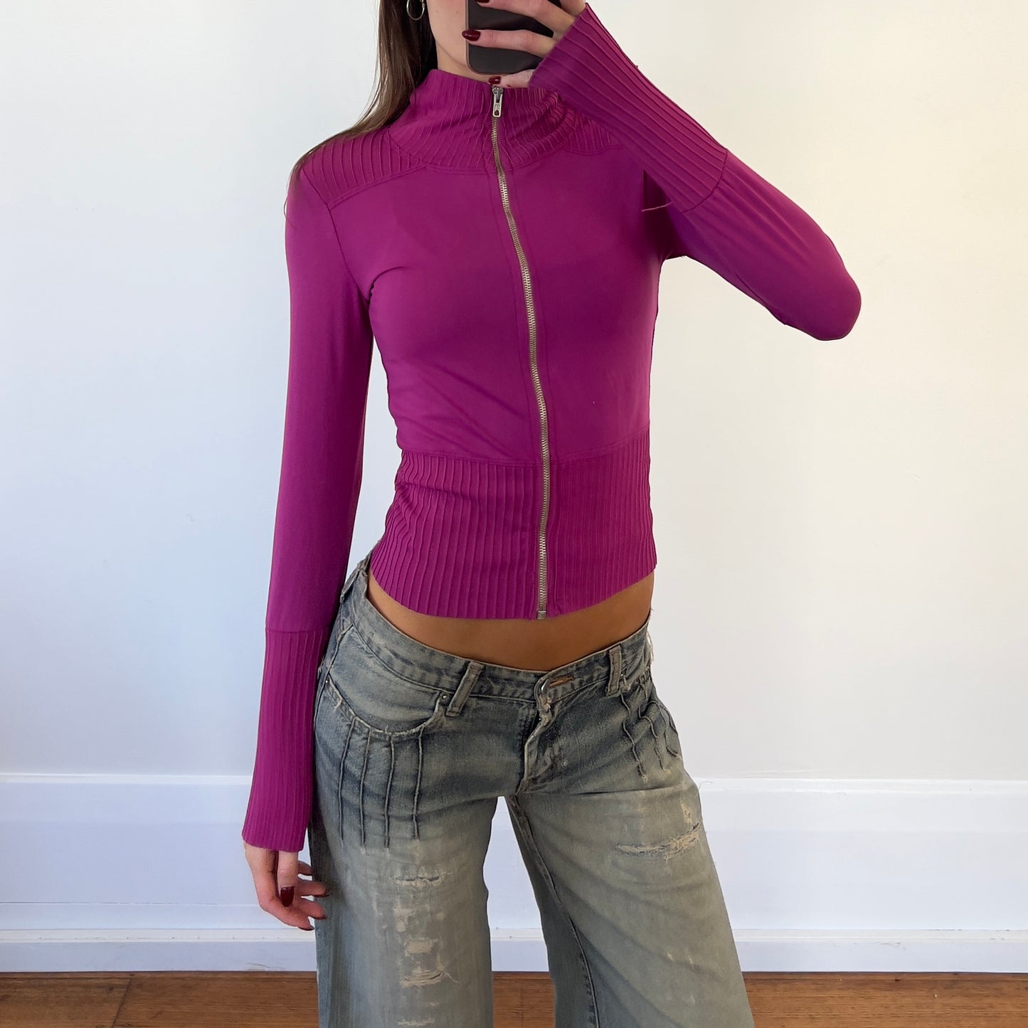 purple zip up long sleeve