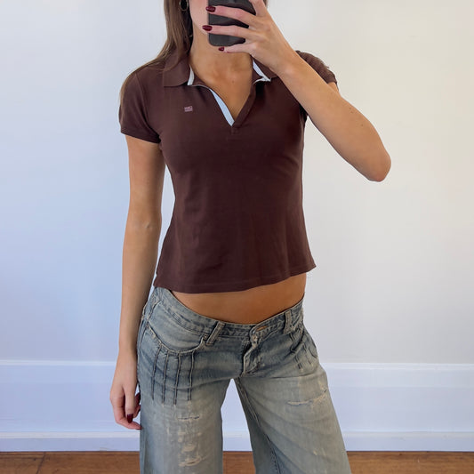 brown polo baby tee