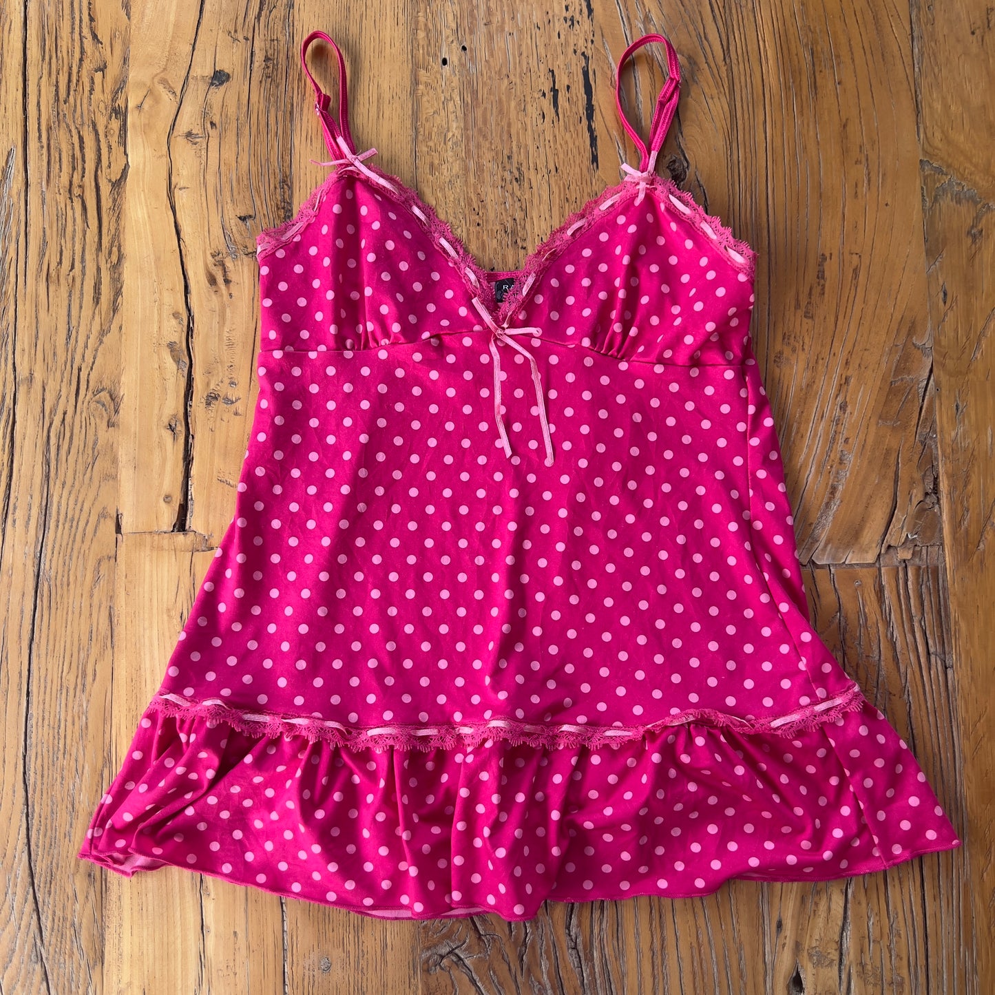 pink polkadot babydoll cami