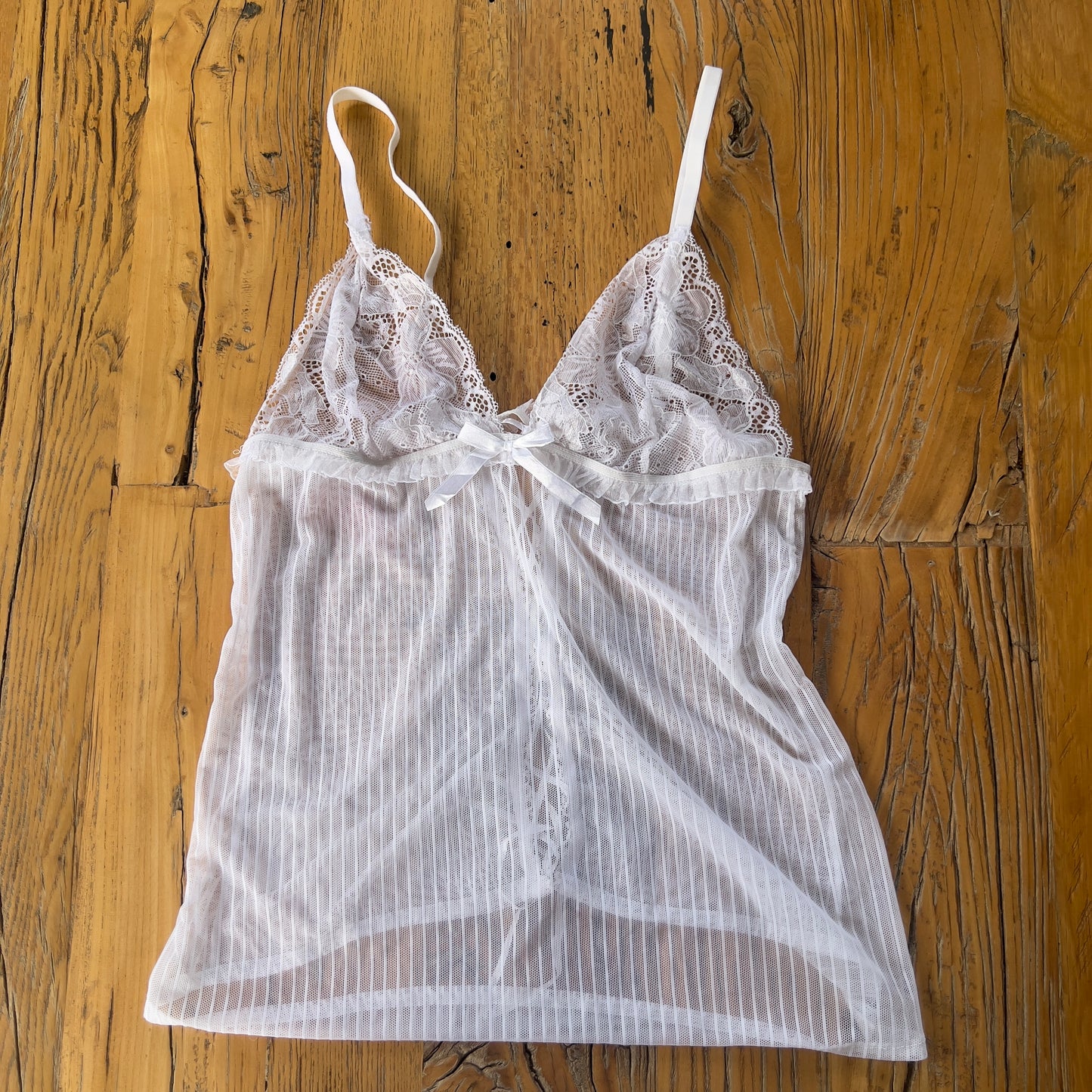 white sheer lace cami