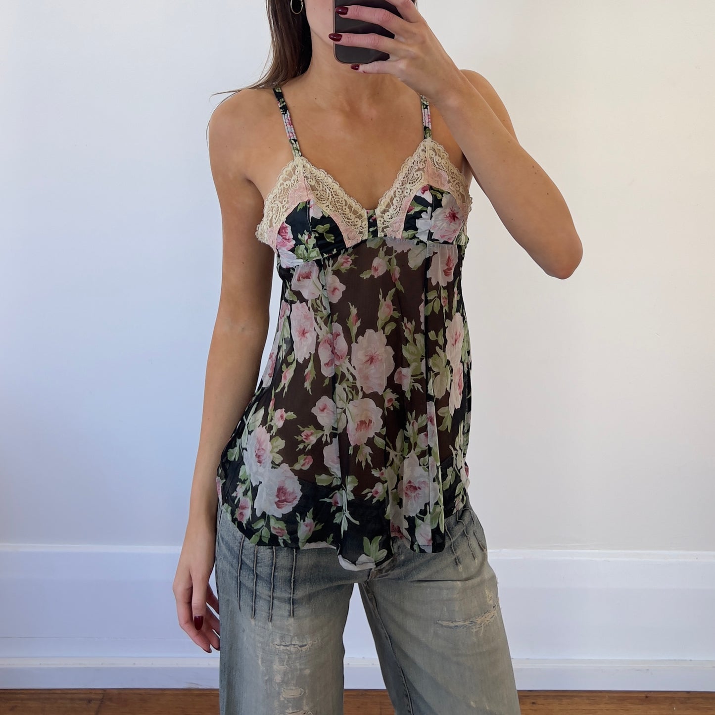 floral sheer cami