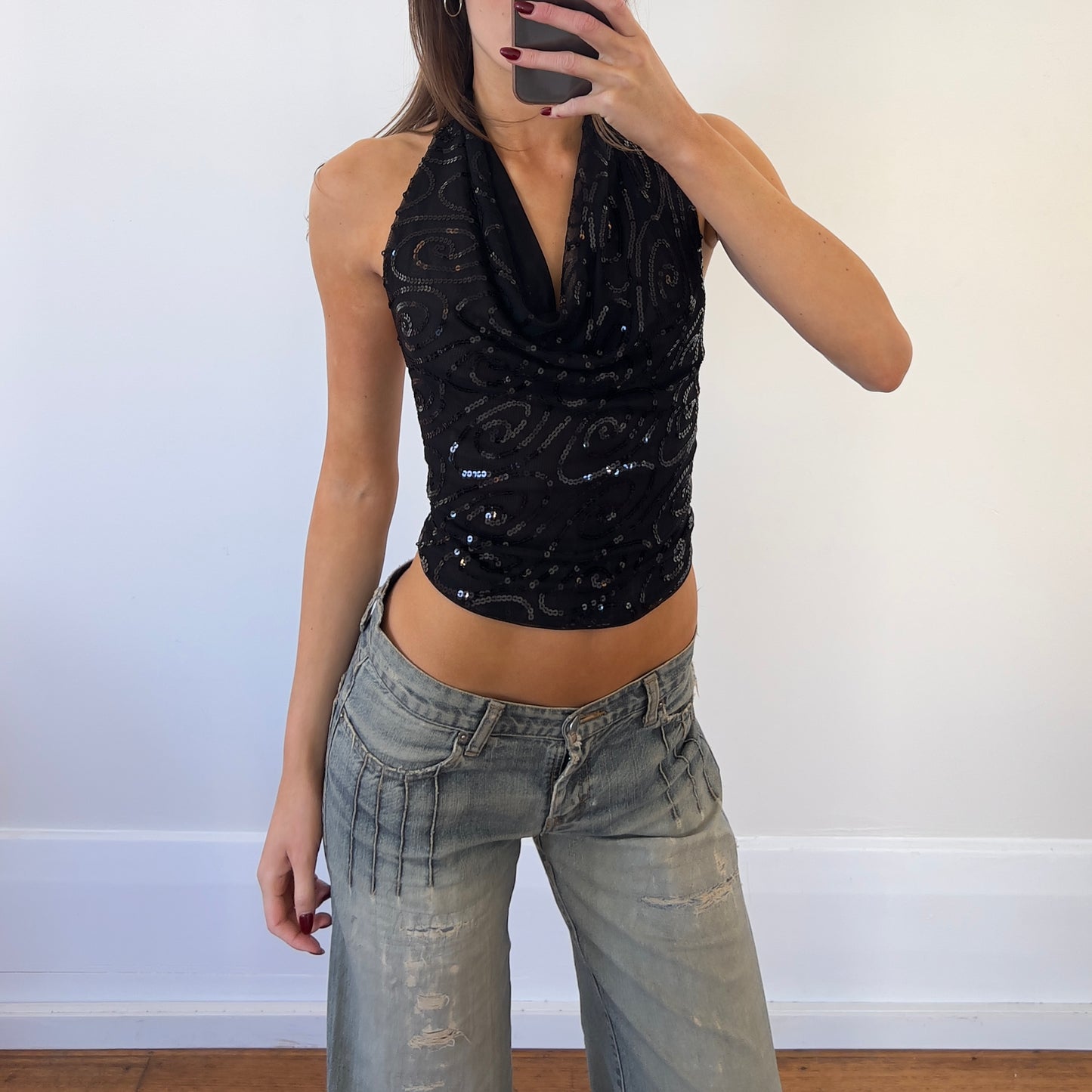 sequin halter top