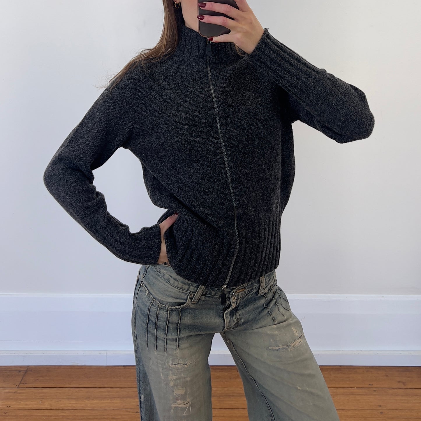 grey wool knit jumper