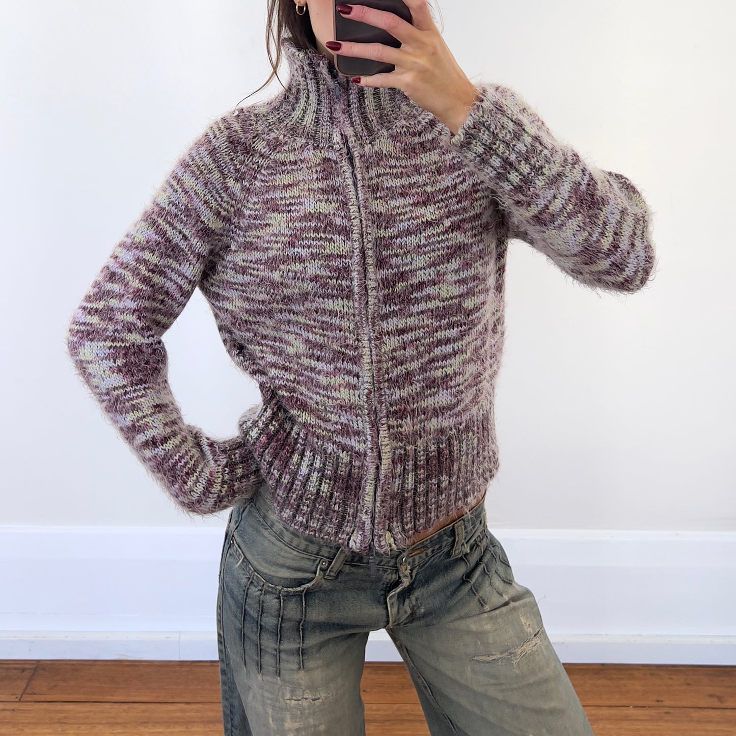 wool zip up knit