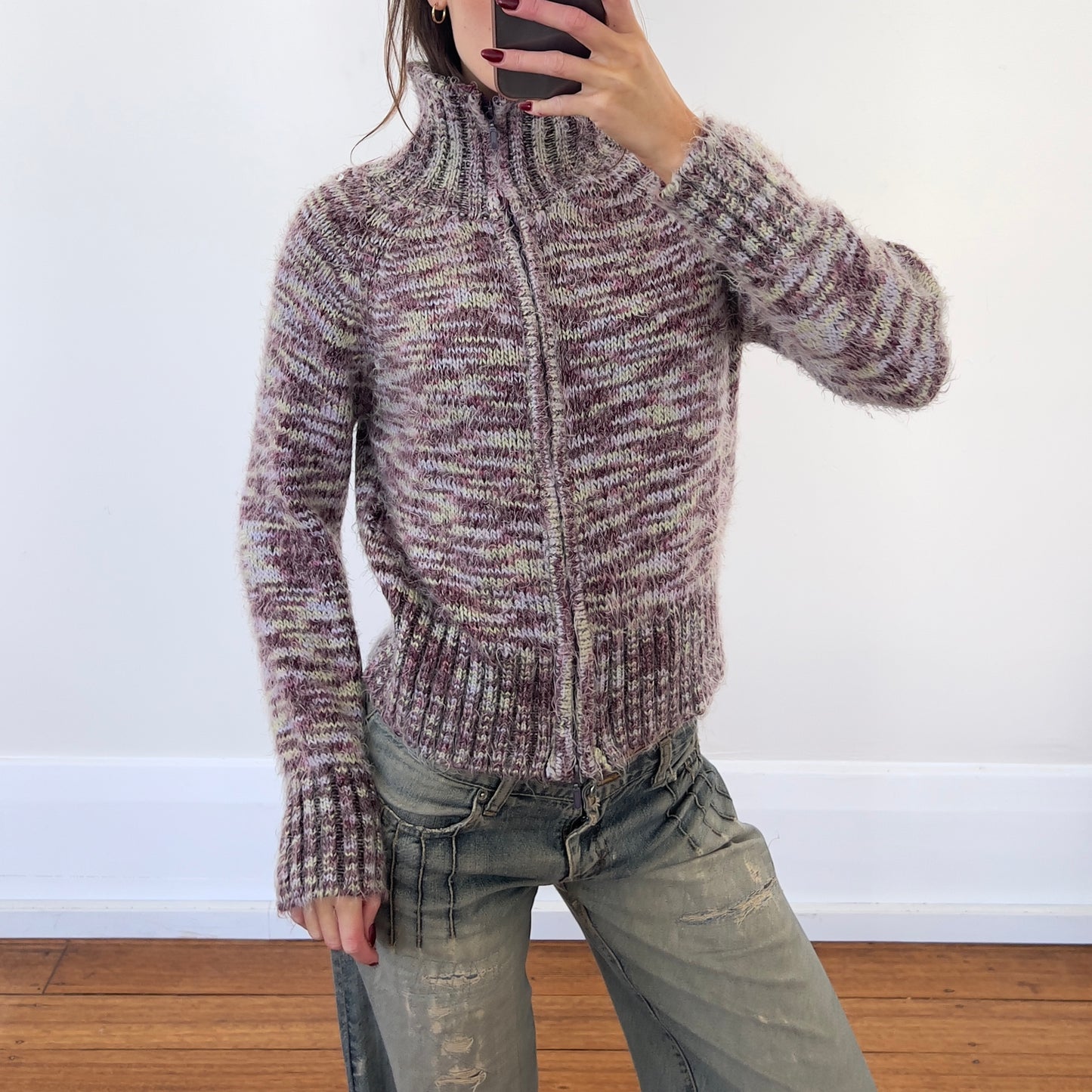 wool zip up knit