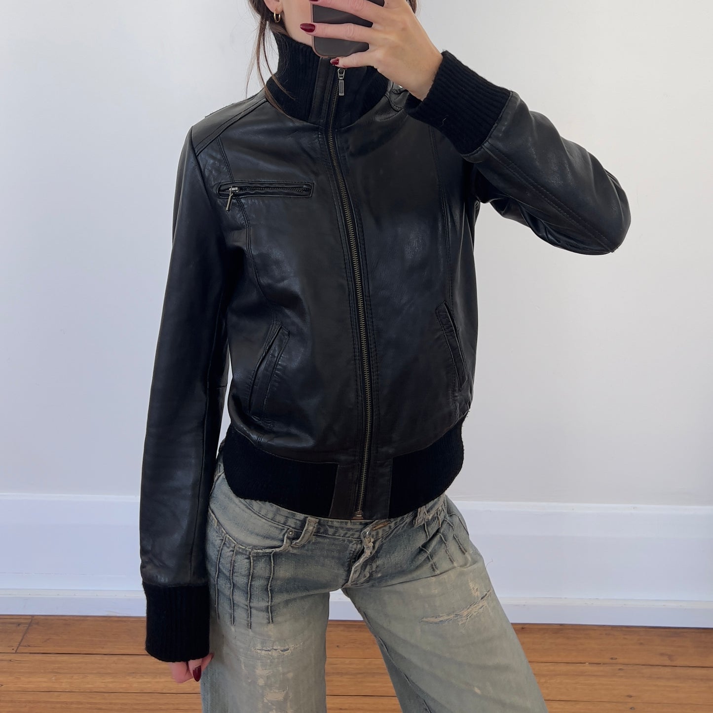 black Italian leather jacket