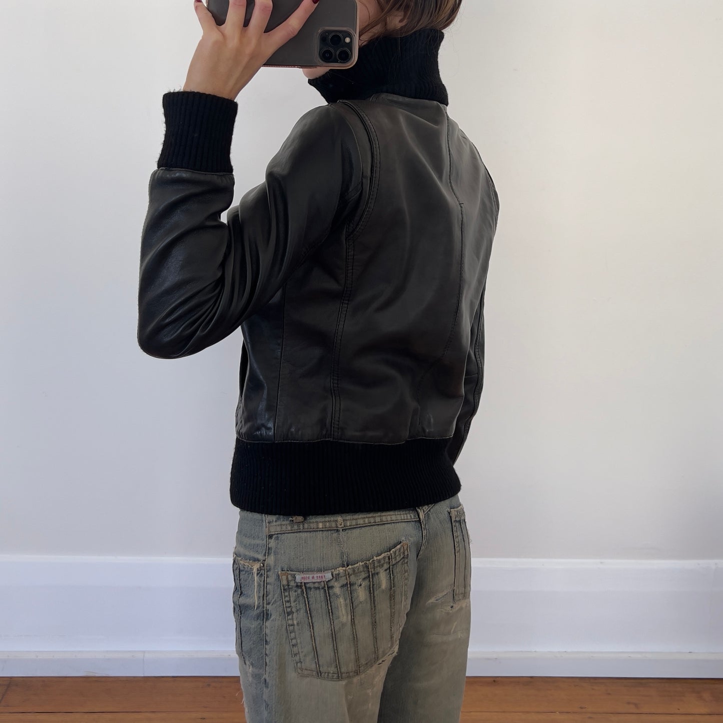 black Italian leather jacket