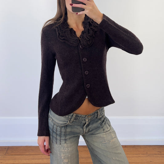 brown wool button up