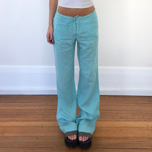 blue linen pants