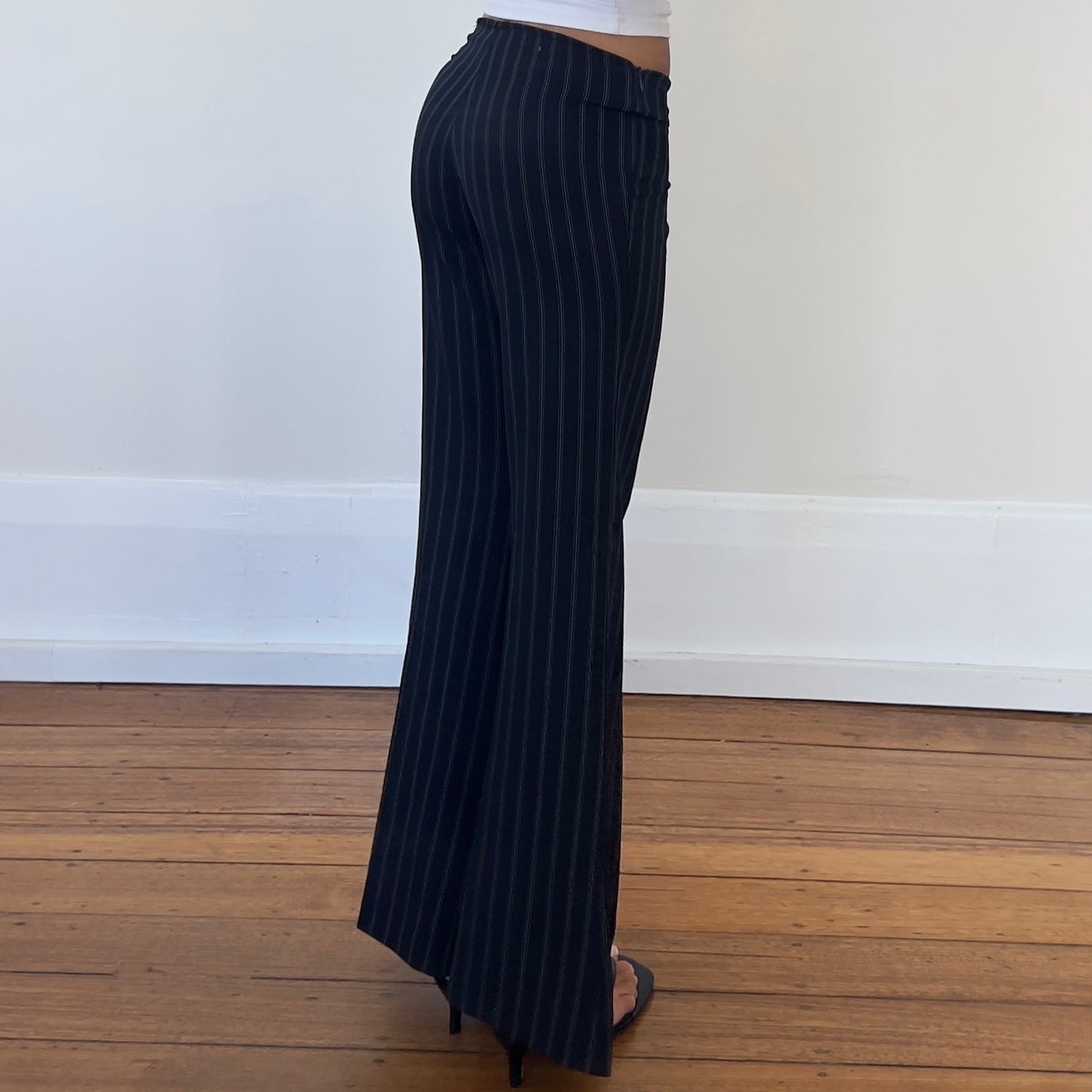 flared pinstripe trousers