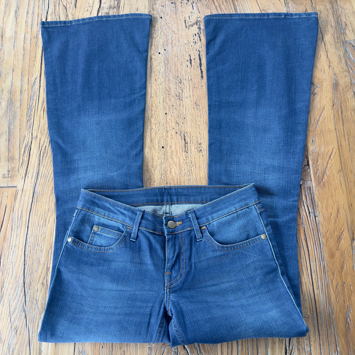 dark wash Wrangler jeans