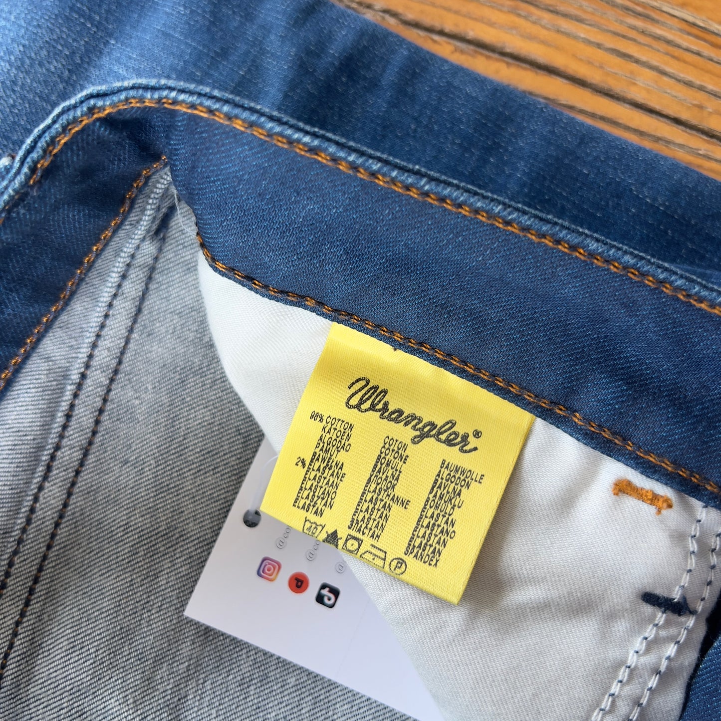 dark wash Wrangler jeans