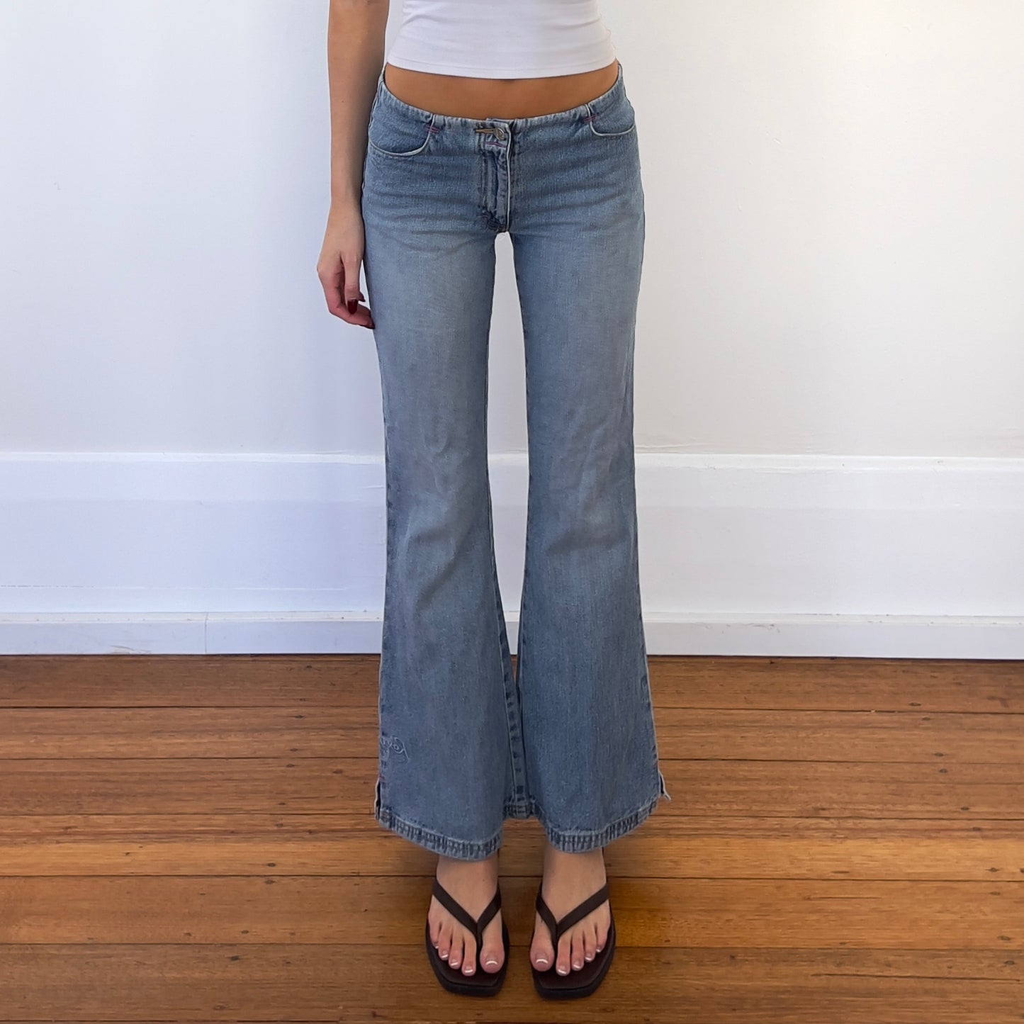 low rise flared jeans