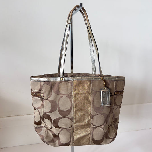 gold signature Coach bag