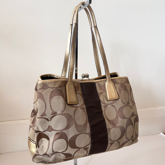 brown signature Coach bag