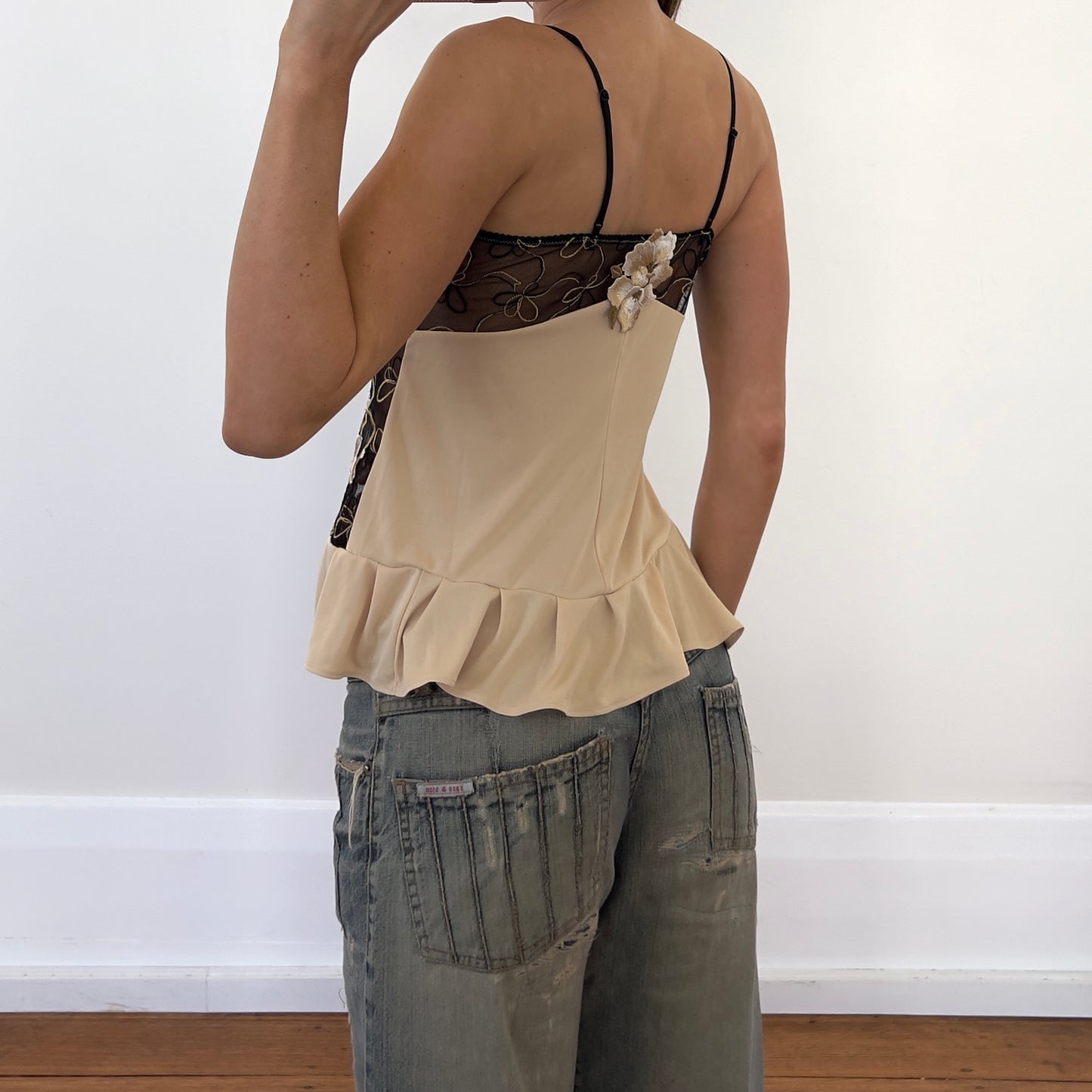 floral mesh lace cami