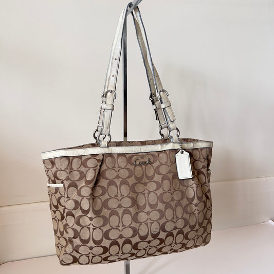 white signature Coach tote bag