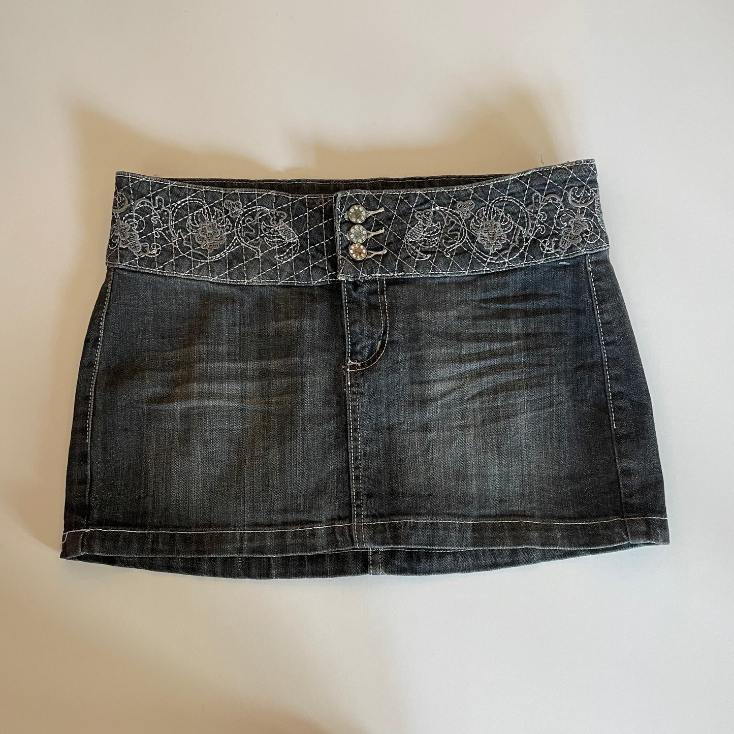 dark denim mini skirt