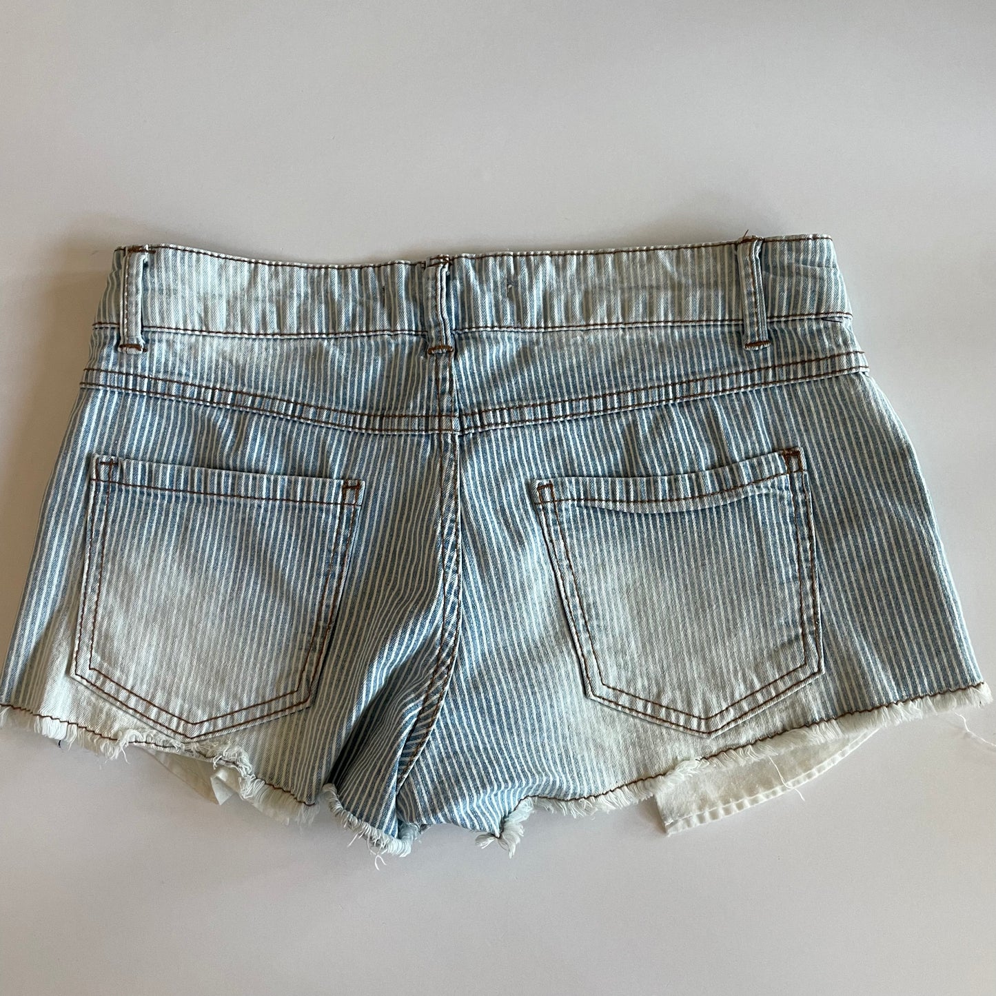 denim stripe mini shorts