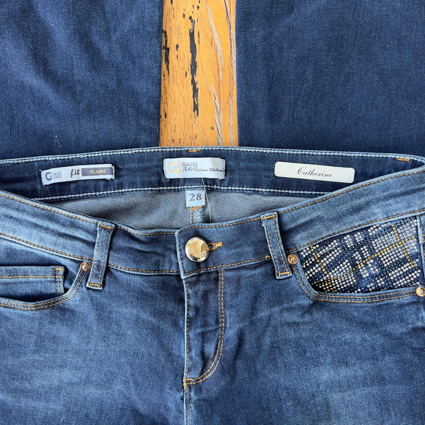 dark wash low rise flare jeans