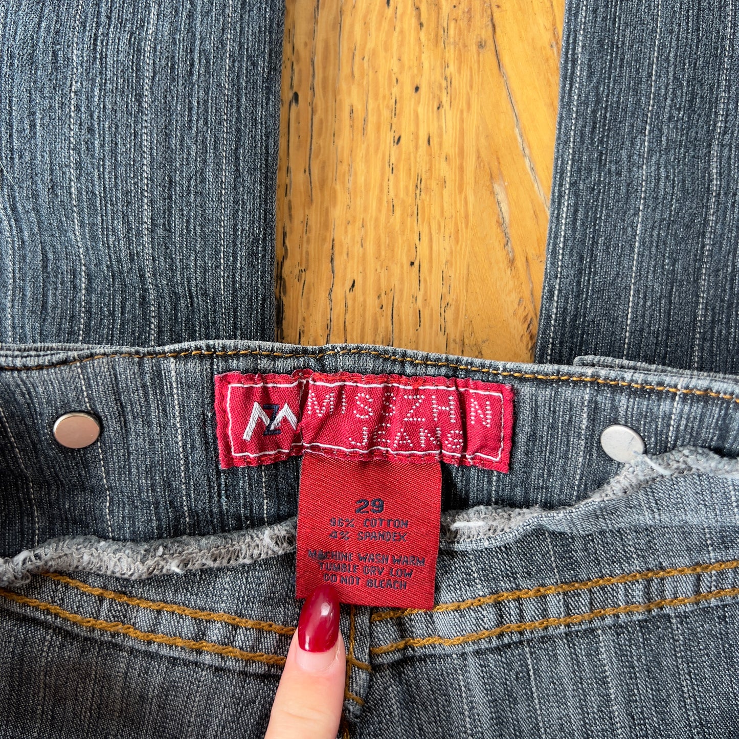 pinstripe denim jeans