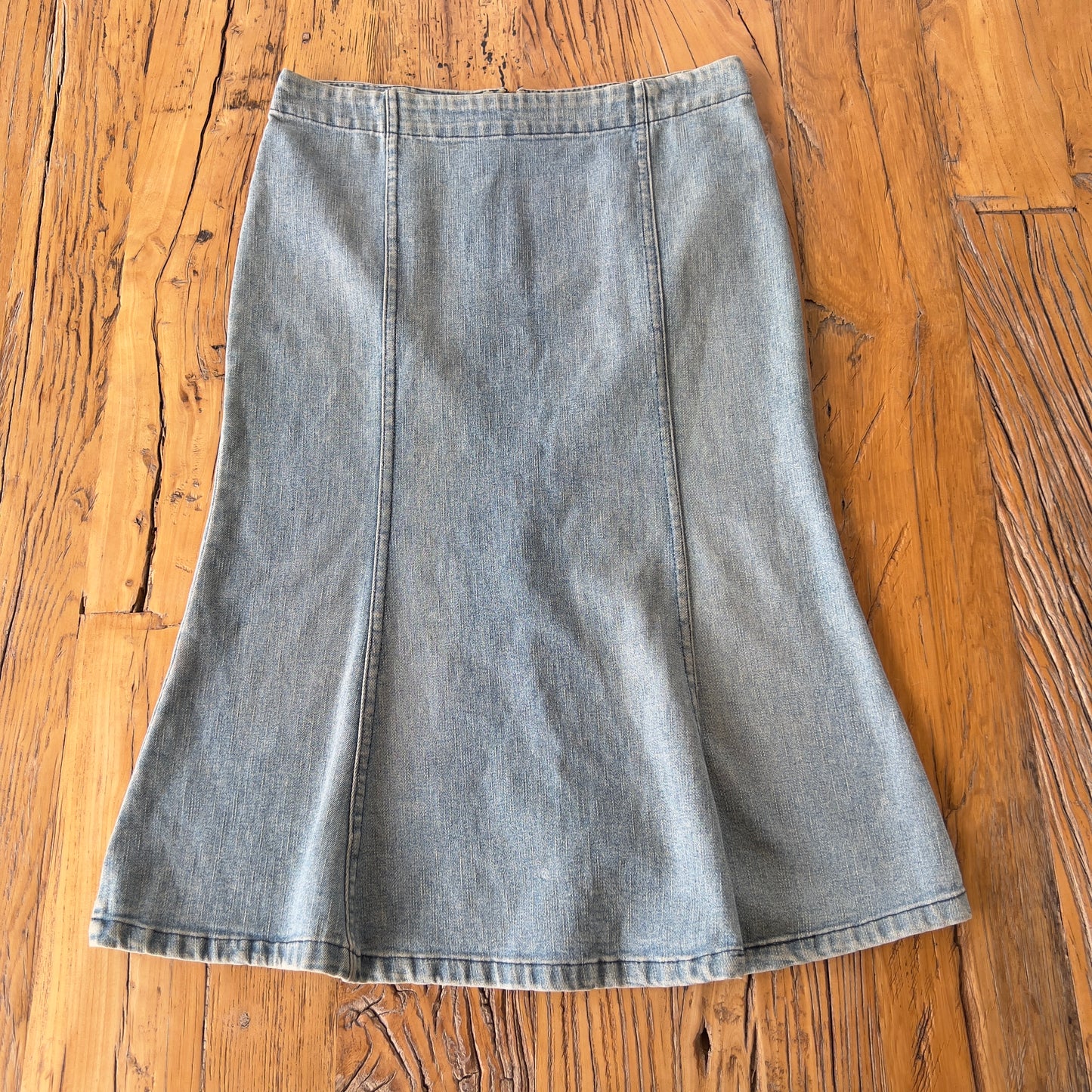 denim midi skirt