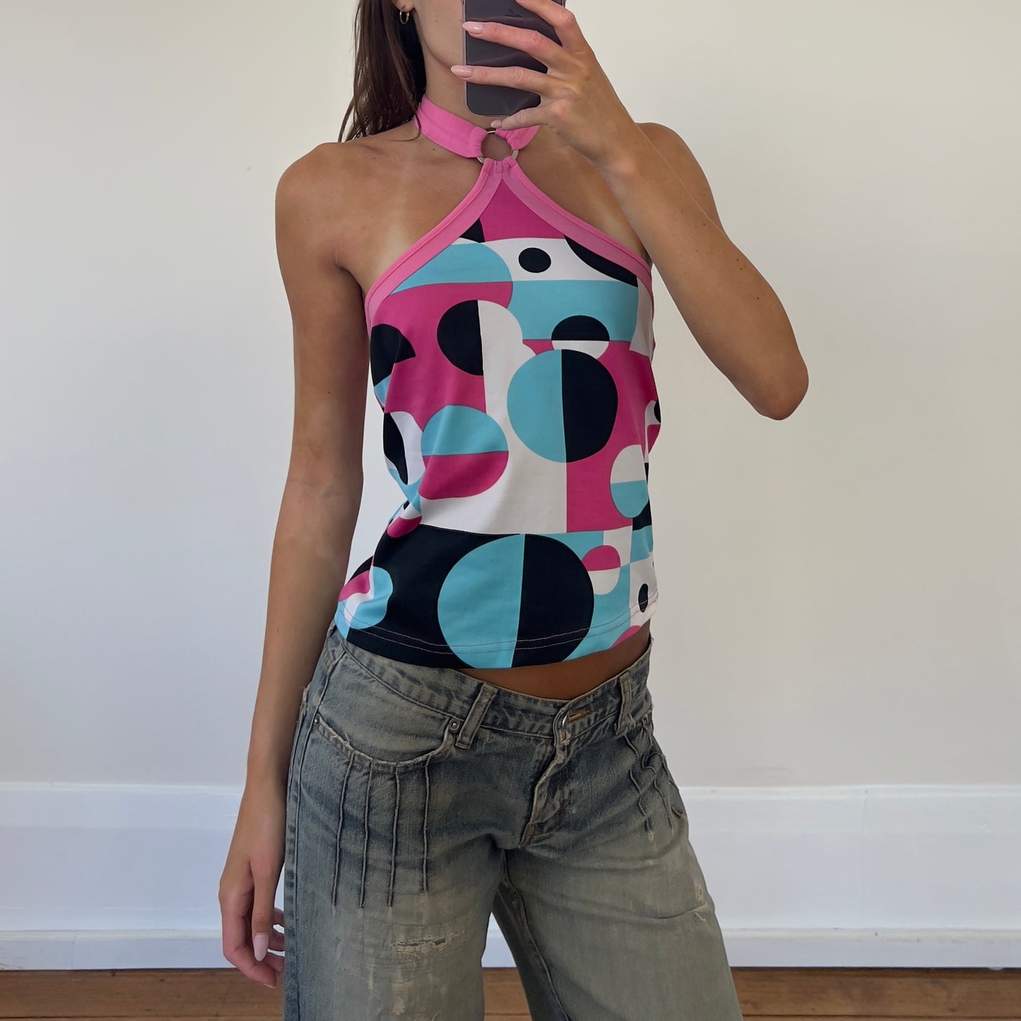 graphic halter top