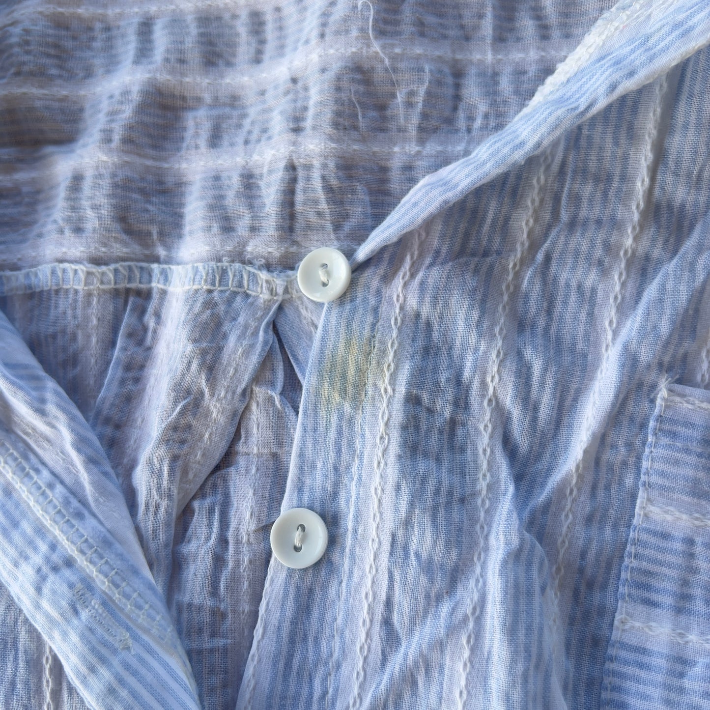 blue ruched reworked shirt