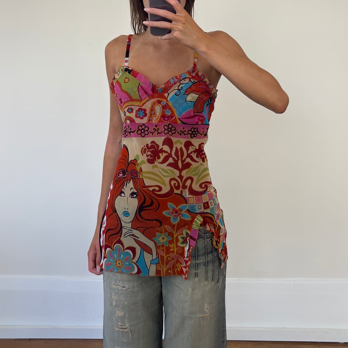 graphic mesh cami