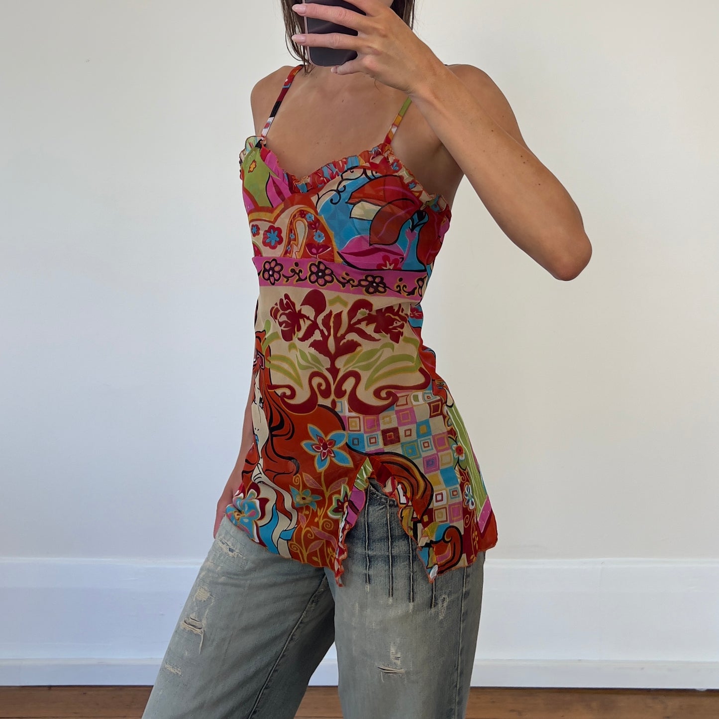 graphic mesh cami