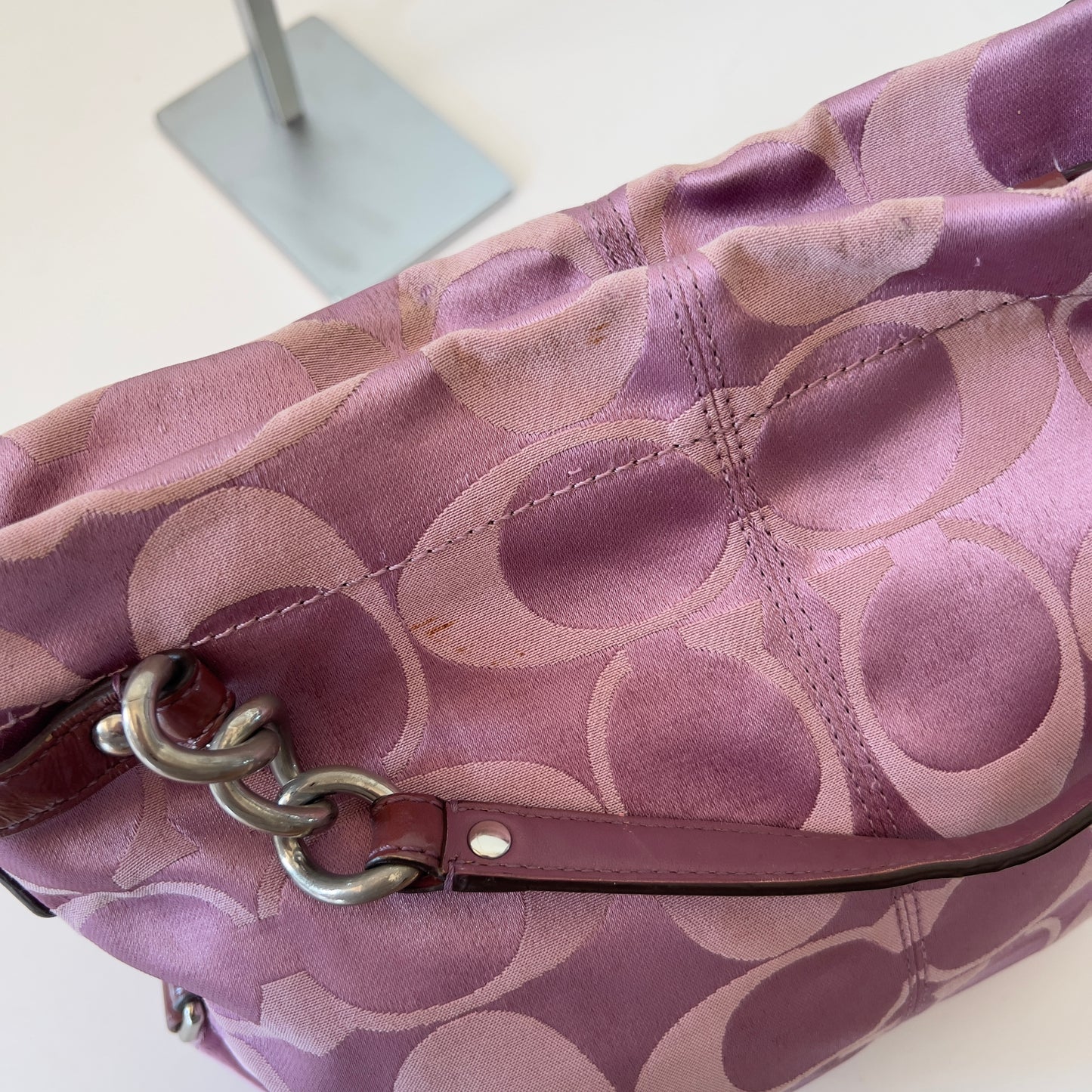 purple signature Coach bag