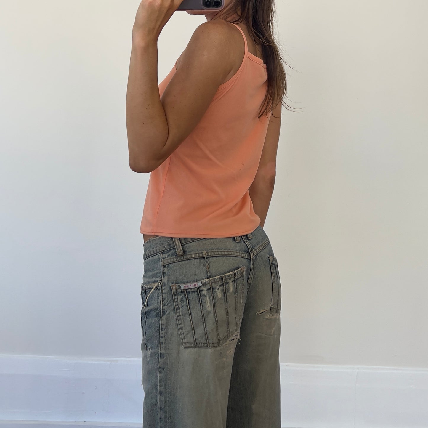 coral pink mesh tank