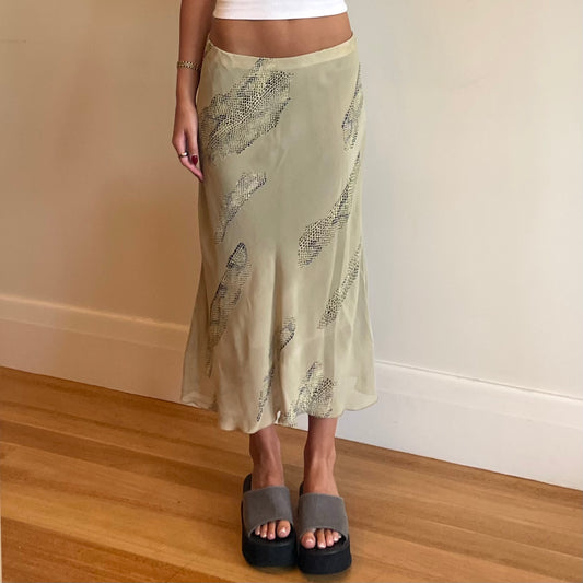 90s snake print midi skirt